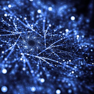 abstract blue particle dust with bokeh effect